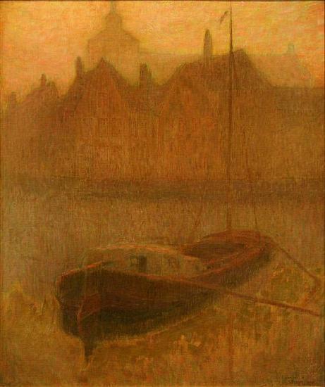 Henri Le Sidaner Boat on the Canal oil painting picture